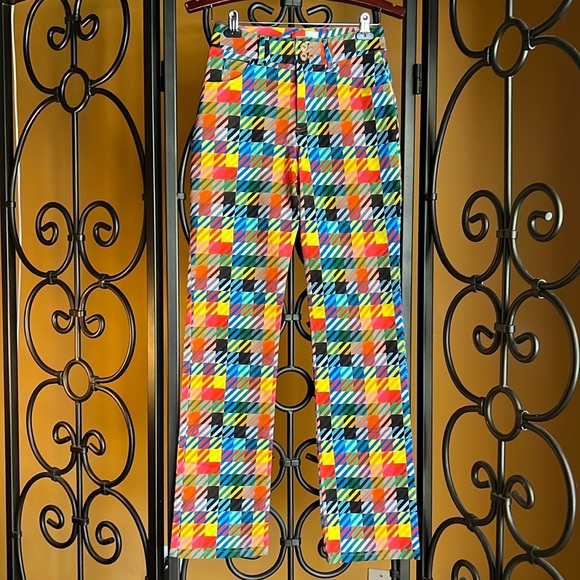 BRUCE GLEN Love Check Flare Jeans - Picture 5 of 16